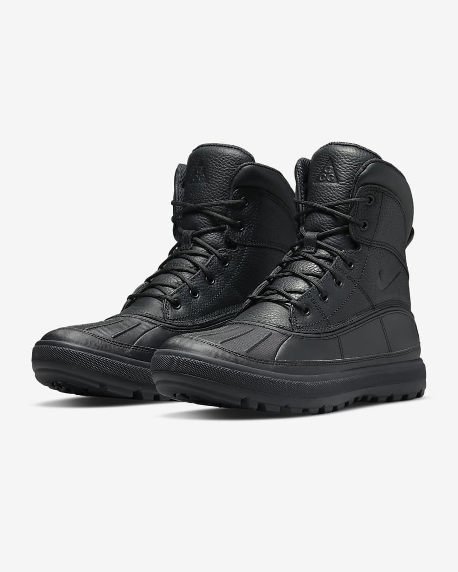 Nike ACG outlet Woodside Leather Duck Boots 11 Black Lace Up Round Toe Water Resistant